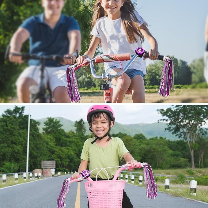 Kids Bike Bell with 2 Pcs Bike Streamers for Girls, Cute Children's Bicycle Accessories