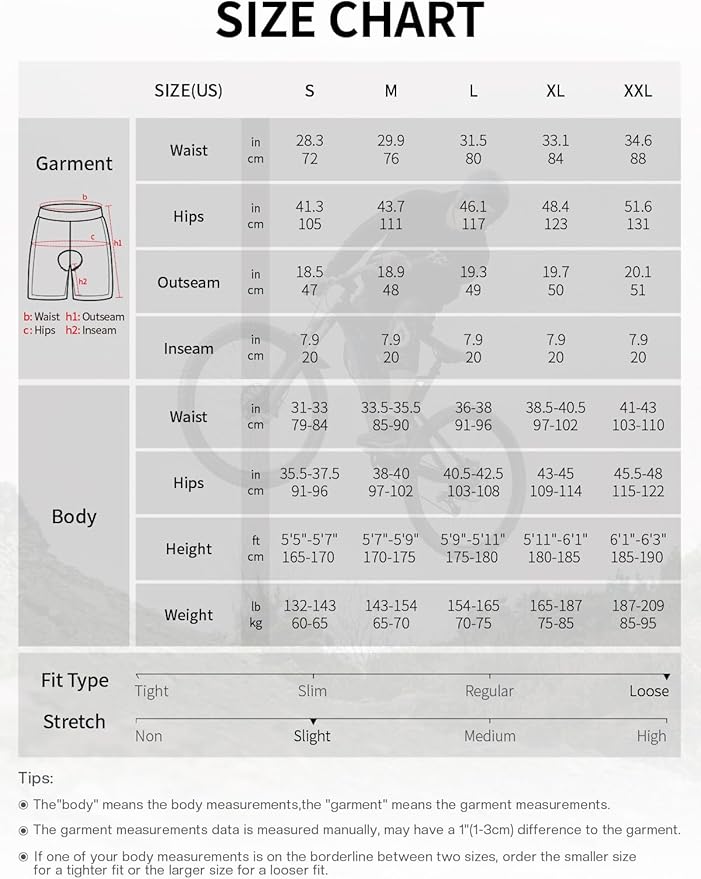 ARSUXEO Mens Mountain Bike Shorts Loose Fit Padded Bike Shorts Cycling Shorts Water-Resistant