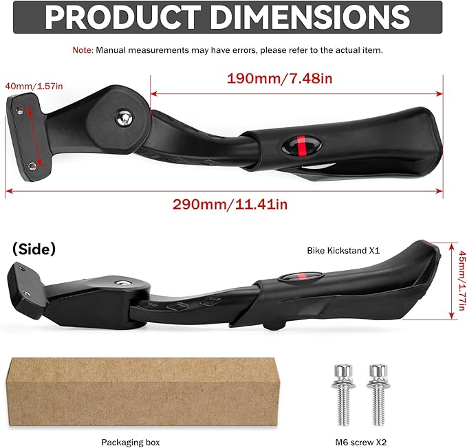 Adjustable Bike Kickstand Heavy Duty Rear Mount Kick Stand for 40mm 16-24 Inch Aluminum Kickstand for Adult Kids Bike Mountain Bike Ebike Mini Bike Electric Dirt Bike MTB