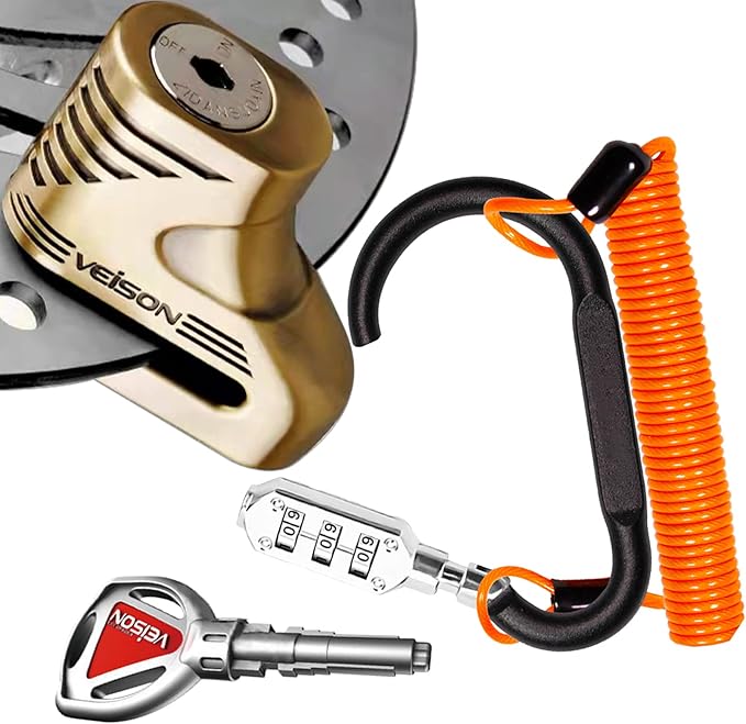 Anti-Theft Lock, Copper Silver, Combination Lock, Can be used for brake disc lock, 60mm x 25mm x 53mm, 300g