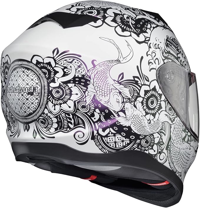 ScorpionEXO T520 Full Face Touring Motorcycle Helmet with Bluetooth Ready Speaker Pockets DOT ECE Approved Nama-Sushi (White/Chameleon - X-Large)