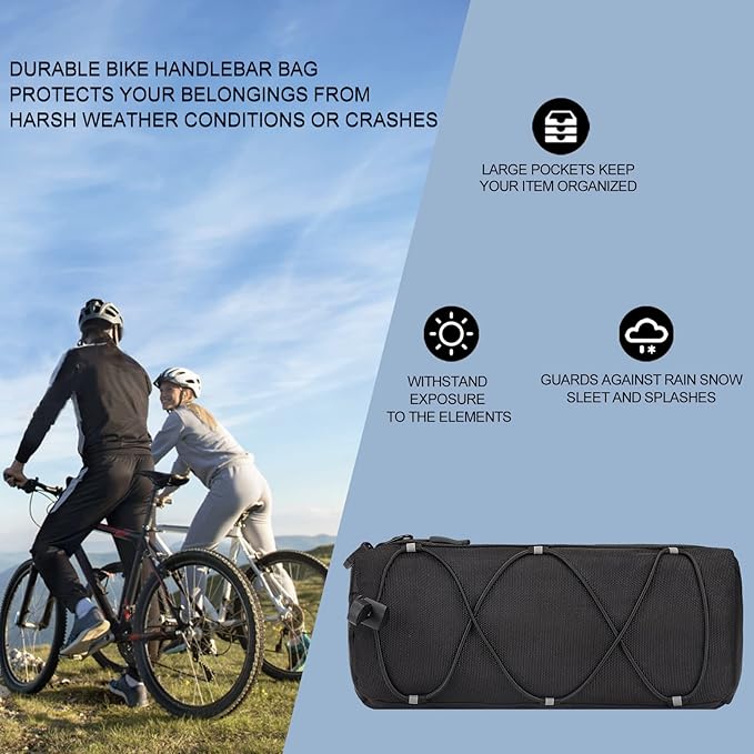KOSIBATE Bike Handlebar Bag,Bicycle Handlebar bag,Bike Frame Bag with Shoulder Strap,Bicycle Front Bag Fram Storage Roll Bag Mountain Road Bikes Bicycle Accessories, Bike Pouch for Bicycle (