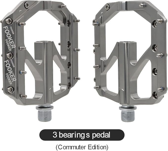 FOOKER Bike Pedals Non-Slip Aluminum Alloy MTB Mountain Bike Pedals 3 Bearing 9/16" for Road BMX MTB Bikes
