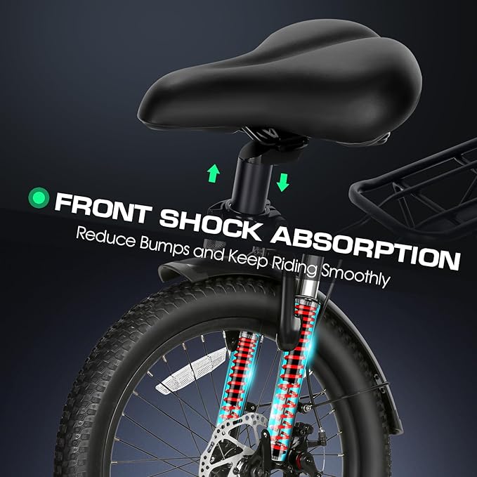 Vivi Folding Electric Bike for Adults, 20" x 2.4 Fat Tire Ebike, Peak 1000W Foldable Electric Bicycle, 22MPH Commuter E-Bike with 48V Removable Battery, 7 Speed, SGS Certified to UL2849