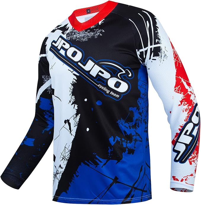 JPOJPO Men's Mountain Bike Jersey Long Sleeve MTB Off-Road Racing Downhill Motocross Shirts Quick Dry&Moisture-Wicking Tops
