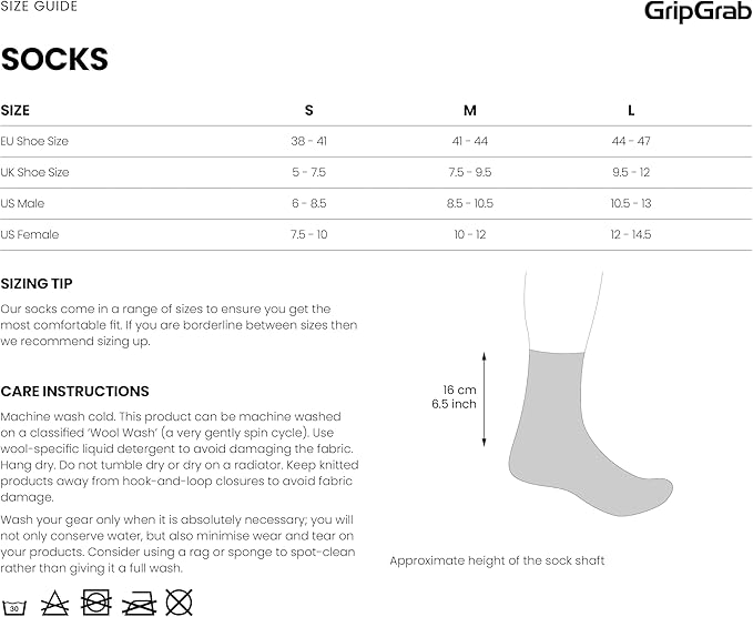 GripGrab Merino Winter Cycling Socks Insulated Thermal Padded Cushioned Breathable Warm Soft Thick Wool Bike Sock