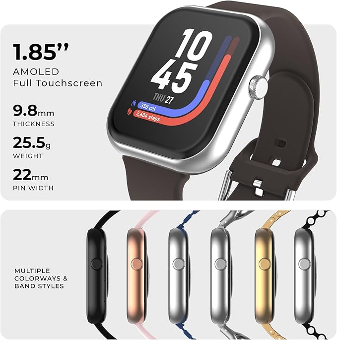 iTouch AIR 5 Smartwatch – 1.85” AMOLED Display, Bluetooth Calling, 100+ Sport Modes, Heart Rate, SPO₂, Stress & Sleep Tracking, IP68 Water Resistant, 7-Day Battery Life – for Android & iOS