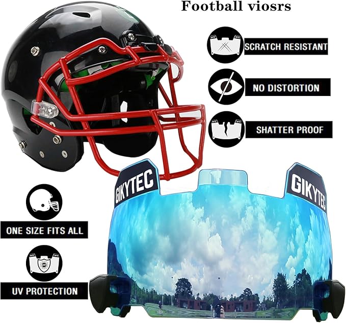 Football Helmet Visor, Scratch Resistant, for Helmet Fits Youth and Adult Football Helmets