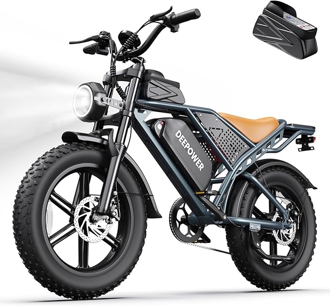 DEEPOWER Electric Bike for Adults,1500W Peak Motor,30MPH Ebike,48V 960WH Battery, 35-50 Miles,20" Fat Tire Electric Dirt Bike, Shaman0 7-Speed Ebikes