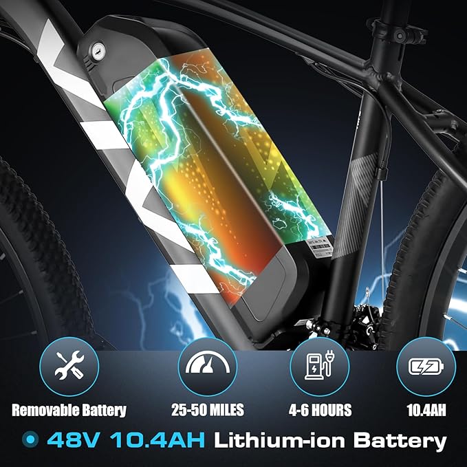Vivi Electric Bike for Adults, 27.5" Electric Mountain Bike, Peak 1000W Ebike 22MPH Electric Bike with 48V 499.2WH Battery, Up to 50 Miles, 21 Speed Adult Electric Bicycles, SGS Certified to UL2849