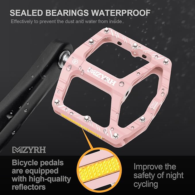 MZYRH Mountain Bike Pedals MTB Pedals,9/16" Non-Slip Lightweight Aluminum Alloy Bicycle Pedals for Road Mountain BMX MTB