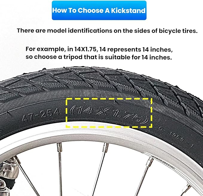 Bicycle Kickstand Aluminum Adjustable Design for 14/16/20 Inch Size Range Bikes Side Mount Universal Bike Stand (14 Inch)