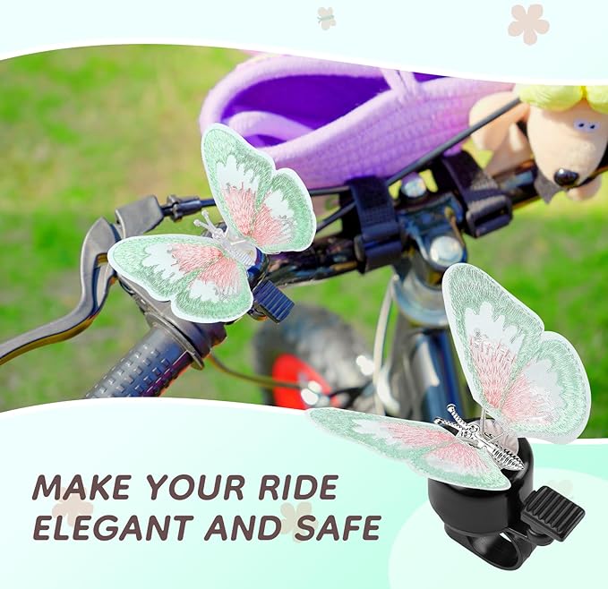Kid's Bike Bell, Bicycle Horn for Girls, Children’s Bike Bells with Butterfly Design - Cute DIY Bicycle Bell for Girls, Crisp Sound, Easy to Install