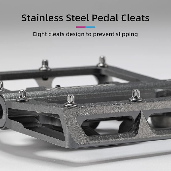 ROCKBROS MTB Mountain Bike Pedals Compatible with SPD Mountain Bike Dual Function Sealed Clipless Aluminum Bicycle Flat Platform 9/16" Pedals with Cleats for Road, MTB, Mountain Bikes