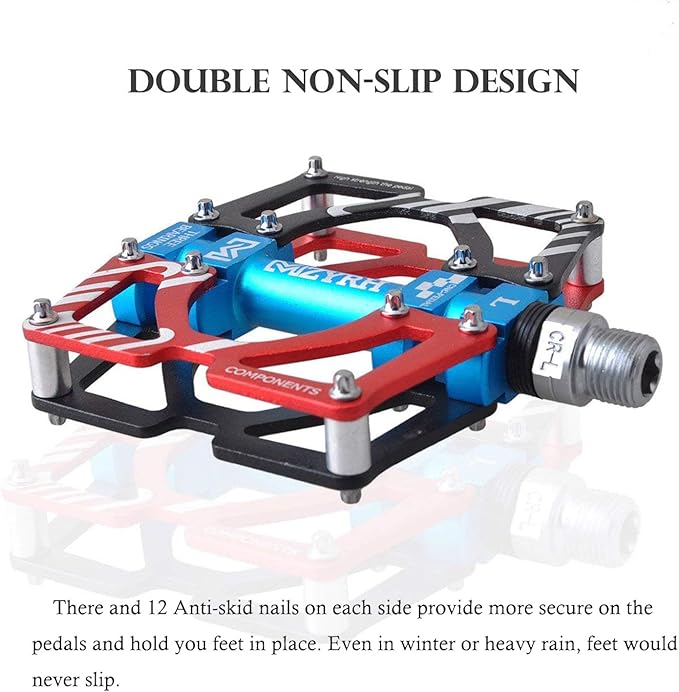 ThinkTop Aluminum Alloy Mountain Bike Pedals Axle 9/16 3 Bearing Platform Pedals Flat Sealed Ever Lubricate Bearing for Road BMX MTB Bicycle Cycling