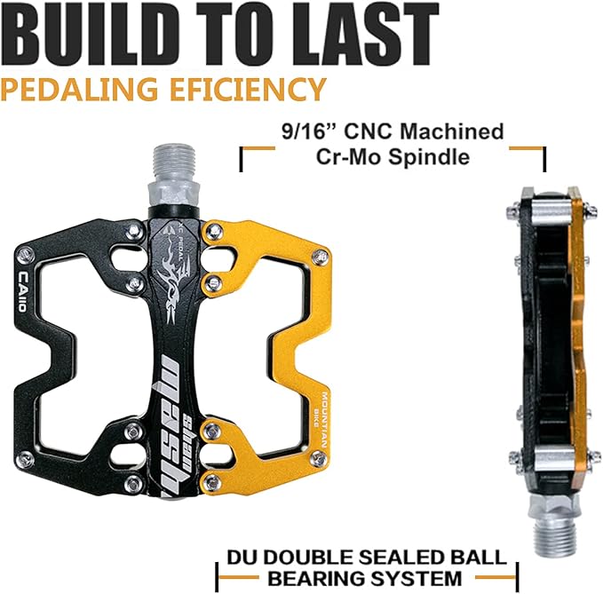 Mountain Bike MTB Pedals Parallel Bicycle Road Pedal 9/16 Inch Ultra-Light Flat Aluminum Alloy Sealed Bearing with Anti-Skid 1 Pair