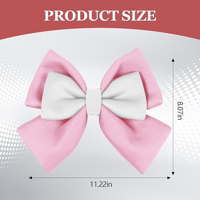 Bow Helmet Accessory, 8.07"x11.22" Stylish Motorcycle Helmet Bow Decoration for Women, Removable Cute Fashion Ribbon Bows Ornament for Motorcycle Scooter E-Bike Helmets (Pink+White)