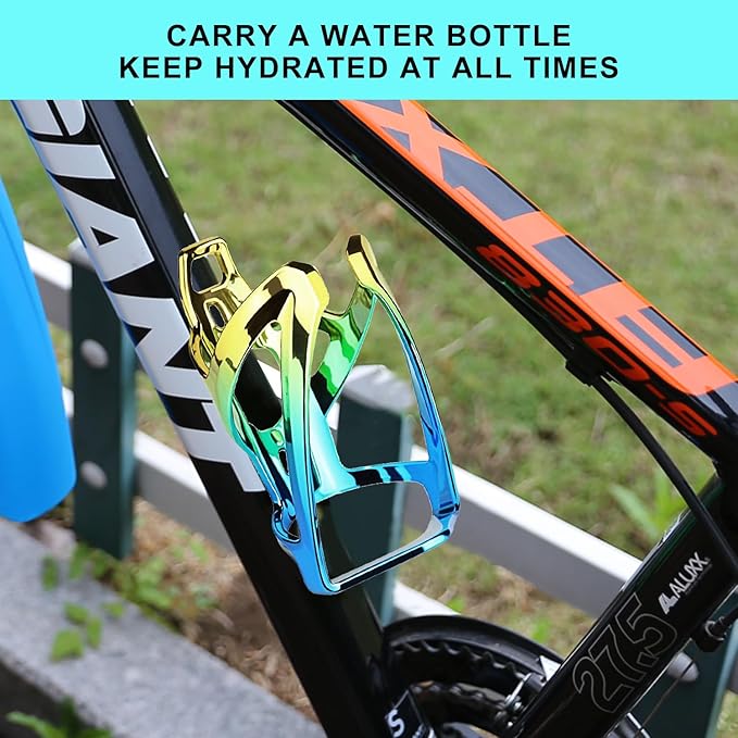 Bike Water Bottle Holder with Screws Lightweight Cycling Bicycle Water Bottle Holder for Road, Mountain Bike (Dazzle Yellow Blue)