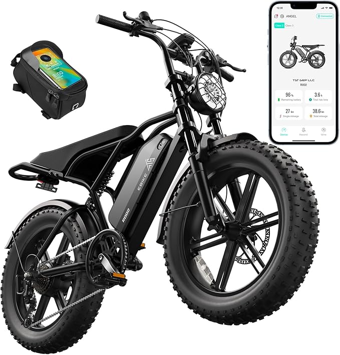 TST Electric Bike for Adults 1500W Peak 20" Fat Tire All-Terrain E-Bike 60/110 Miles 28 MPH Electric Dirt Bike - 48V 15/25 AH Battery Tested to UL 2849 Powered Electric Bicycle