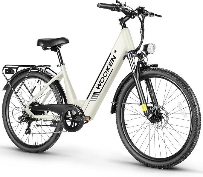 Wooken Electric Bike for Adults, 1000W Peak Ebike, 26" x 2.1" Tire Step Through Electric Bike, City Cruiser Ebike with 48V 10.4/15Ah Removable Battery, 7 Speed, SGS Certified to UL2849