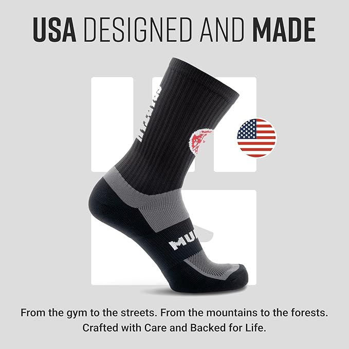 Crew Length Trail Running Socks, Quick-Drying Mid-Calf Socks with Arch Support, Sweat-Resistant, Breathable Athletic Socks