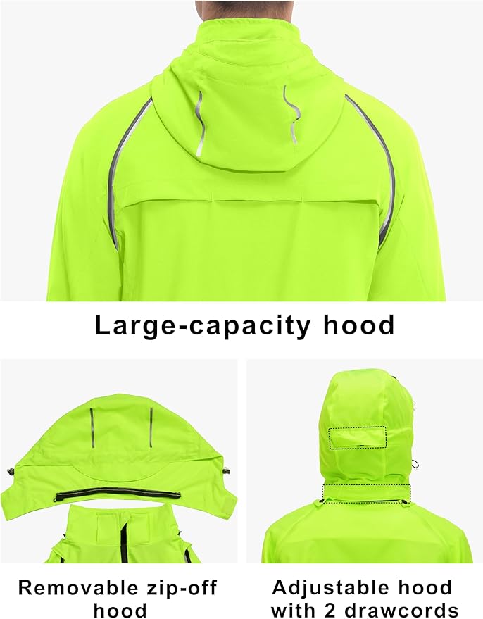 Little Donkey Andy Men's Quick-dry Running Jacket, Convertible UPF 50+ Cycling Jacket Windbreaker with Removable Sleeves