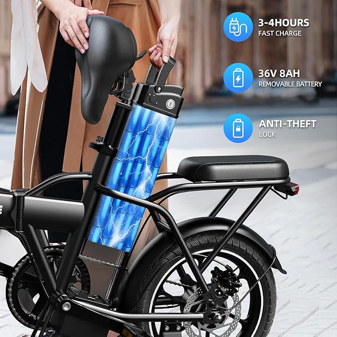 WINDHORSE 16" Folding Electric Bike for Adults, 630W Peak Electric Bicycle, 20MPH, 20-35 Miles Range, 288Wh Removable Battery, UL2849 Certified Commuter Ebike