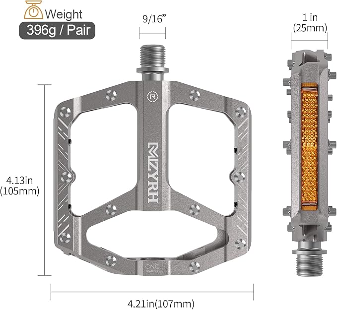 MZYRH Mountain Bike Pedals MTB Pedals,9/16" Non-Slip Lightweight Aluminum Alloy Bicycle Pedals for Road Mountain BMX MTB
