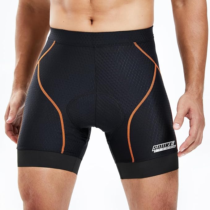 Souke Sports Men's Cycling Underwear Shorts 4D Padded Bike Bicycle MTB Liner Shorts with Anti-Slip Leg Grips