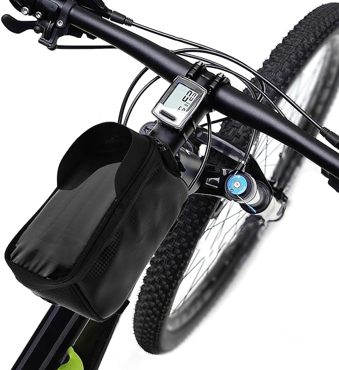 SUPVOX Waterproof Bike Front Frame Bag Phone Holder, Cycling Top Tube Storage Pouch for Road and Mountain Bikes, Sturdy Handlebar Saddle Pack for Outdoor Riding