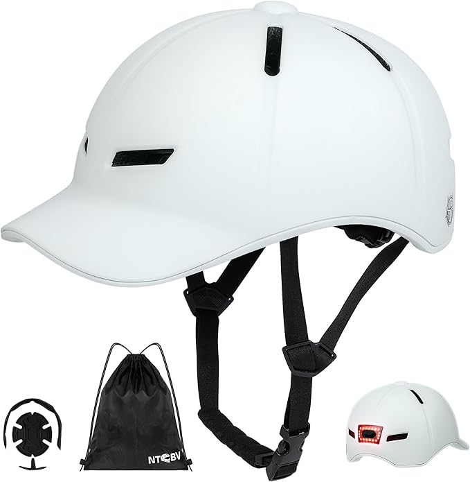 Bike Helmet Adult Men/Women-USB Rechargeable Rear Light CPSC/ASTM Certified 2 Removable Liners Adjustable Lightweight Baseball Cap Style for Youth Road&Mountain Biking Skating Scooter