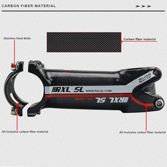 RXL SL MTB Bike Stem 1-1/4"Carbon Fiber+Aluminum Alloy Road Bike Carbon Handlebar Stem 6 Degree Mountain Bike for Cycling 60mm,70mm,80mm,90mm,100mm,110mm,120mm Bicycle Part