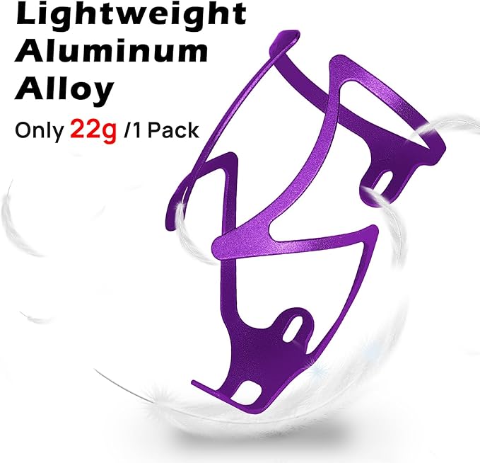 FIFTY-FIFTY Bike Water Bottle Holder, Aluminum Alloy Water Bottle Cage, Lightweight Bicycle Cup Holder Rack with Screws Tool, Universal Bicycle Drink Cage for MTB, Road Bike (Purple)