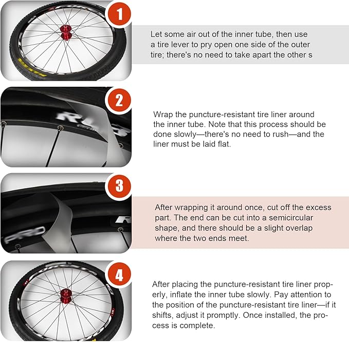 2 PCS Bicycle Tire Liners, Anti Puncture Tire Protector, Bike Inner Tube Anti-Burst Strip, Universal for 700C 26" 27.5" 29" Road Mountain Inner Tube (Transparent)