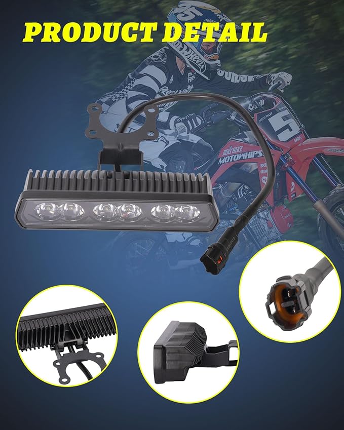 YCHOW-TECH Dirt Bike LED Light Bar 60W 6000LM Motorcycle Headlight Kit CREE LED Pod Light Bar Screwless Spot Off Road Driving Fog Lights Universal for CRF110 CRF250F KLX110 TTR110 TTR110E RM85 YZF450