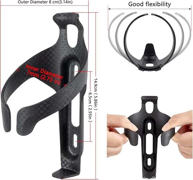 Bike Water Bottle Holder for Road Bikes Mountain MTB Gravel Bike Water Bottle Cages Aerodynamic Design Universal with Screw Wrench Black Matte A-Shape 2-Pack