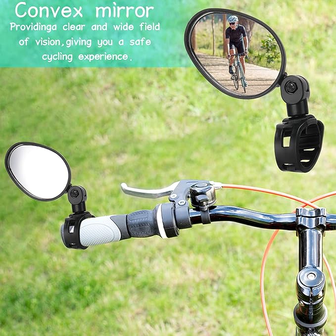Hestya 4 Pcs Bike Mirror 360 Degree Adjustable Safe Rotatable Handlebar Mirror Bicycle Accessories Shockproof Acrylic Convex for Mountain Road Bike