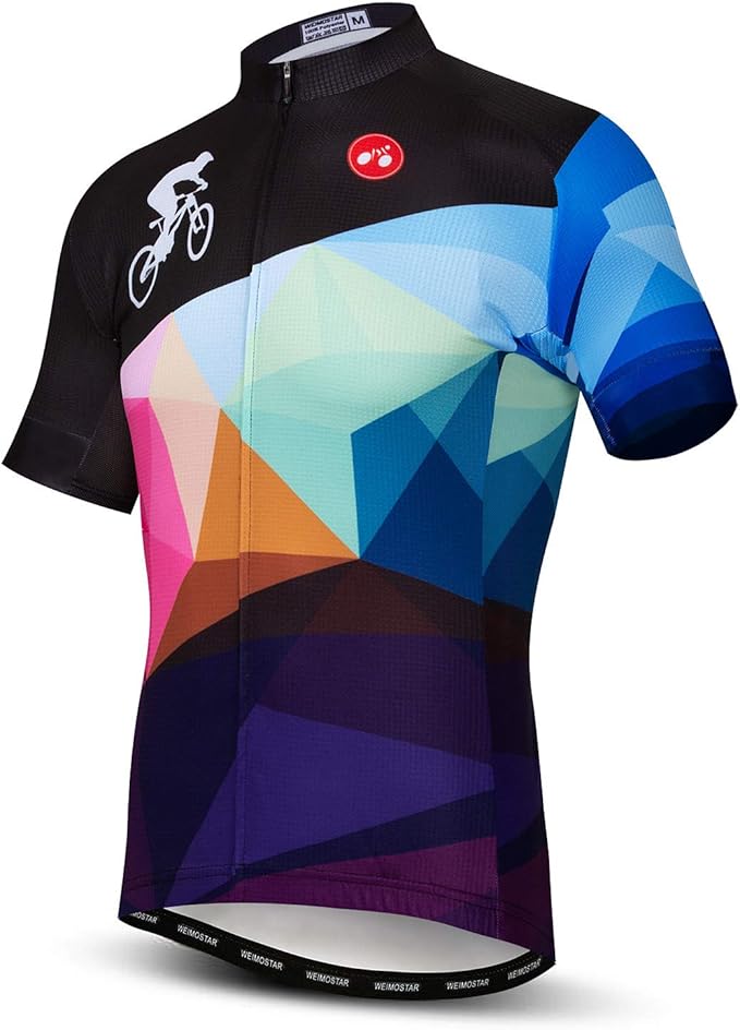 Men Cycling Jersey Skull Bike Short Sleeve Tops Quick-Dry Reflective 3-Pockets S-3XL