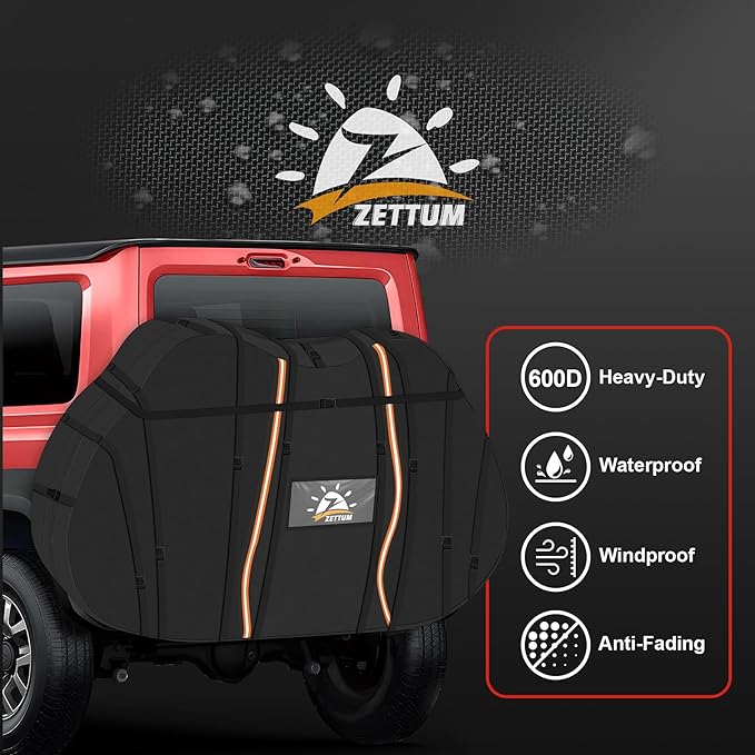 Zettum Bike Cover for Transport 2 Bike - 600D Travel Bike Covers for 2 Bikes on Rear Bike Rack Waterproof & Heavy Duty, Outdoor Full Bicycle Rack Cover for Two Bikes on Car Hitch Storage
