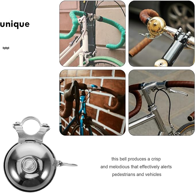FRCOLOR Vintage Bicycle Bell Metal Bike Ring Bell Silver Aluminum Horn for Adults Boys Retro Manual Bike Accessory