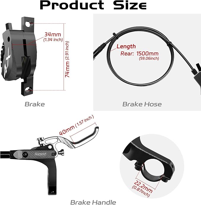 SD-230X MTB Hydraulic Disc Brake Set 2-Pistons/4-Pistons,Aluminum Front and Rear Two-Finger Brake levers,Brake Kit for Mountain Bike
