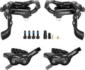 IIIPRO PEERAGE4 4-Piston MTB Hydraulic Disc Brake Set, Left Front 850mm Right Rear 1550mm Aluminum Alloy Lever Caliper for MTB/Trail/Fat Bike/XC AM DH