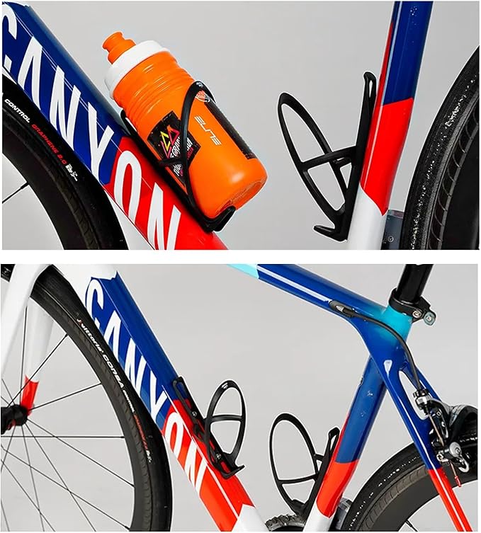 (2-Pack) Carbon Fiber+Nylon Bike Water Bottle Cage, Ultra-Light & Durable Cycling Cup Holder for Road & Mountain Bicycle