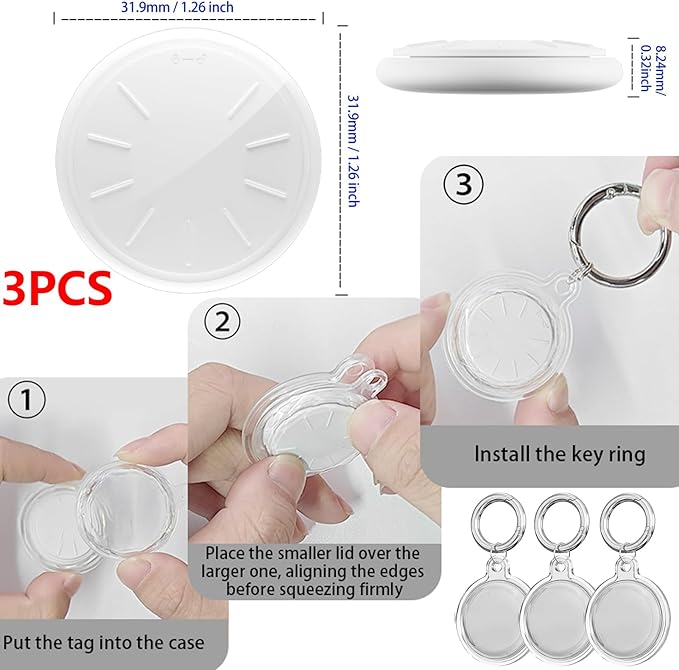 3 Packs Air Tracker Tags[Apple MFi Certified],Tracker Tags Work with Apple Find My (iOS Only),Bluetooth Tracker with Waterproof Case,Smart Keys Finder and Item Locator for Keys,Bags,Luggage,etc