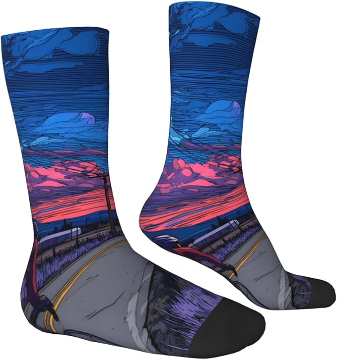 (Cycling on the road) Mid Calf Socks Breathable Adult Unisex Socks Casual Daily Wear for Women Men