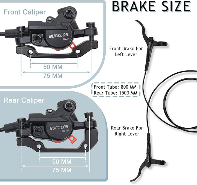 BUCKLOS Mountain Bike Disc Brake kit, MTB Mechanical Line Pulling Disc Brakes Caliper with Aluminum Alloy Levers /160mm Rotor,/is/PM Universal Adapter for Ebike/Folding Bike/Scooter/Fat Bike