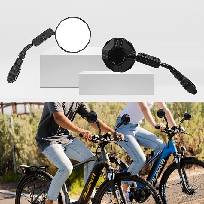 Bike Mirrors, 2 Pack Bicycle Mirrors for Handlebars,Aluminum Alloy Housing,HD Convex Glass Mirror,360° Adjustable, Shock-Resistant Bicycle Mirrors for MTB, E-Bike, Bicycle,Scooter & Motorcycle