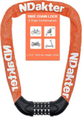 NDakter Bike Lock, 5 Digit Combination Heavy Duty Anti Theft Bicycle Chain Lock, 2.62/3.2/4.27/5/6Ft Long, High Security Resettable, Suitable for Bike, Scooter, Door, Gate, Fence-4/6mm Thick