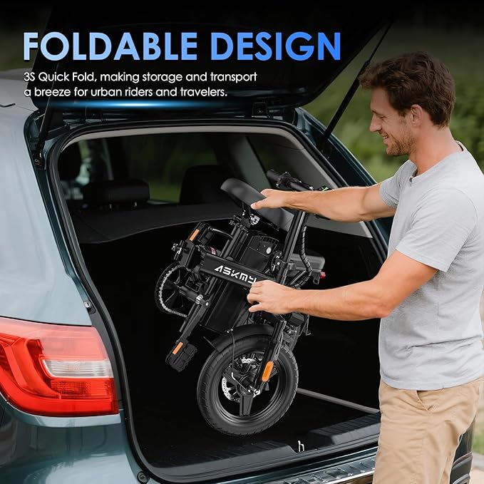 Electric Bike for Adults and Teens, 740W Peak Motor E-Bike with 30-60 Miles PAS Range, 48V 10AH/20AH Removable Battery, 14" Folding Mini Ebike with 20MPH, Electric Bicycle for Commute