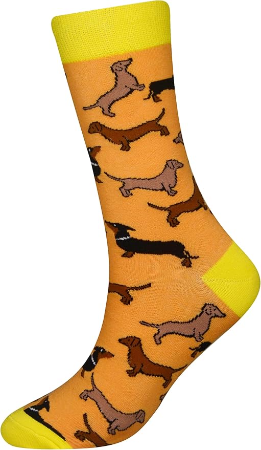 Cansok Men's 2/4 Packs Fun Crazy Novelty Dress Crew Socks